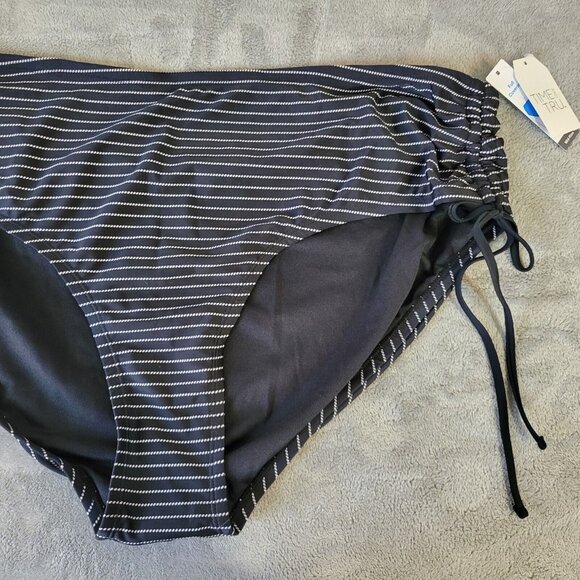 Time Tru Womens Bikini Bottom 2X 20W 22W Plus Swimwear Black Stripe STR33E - Picture 3 of 10